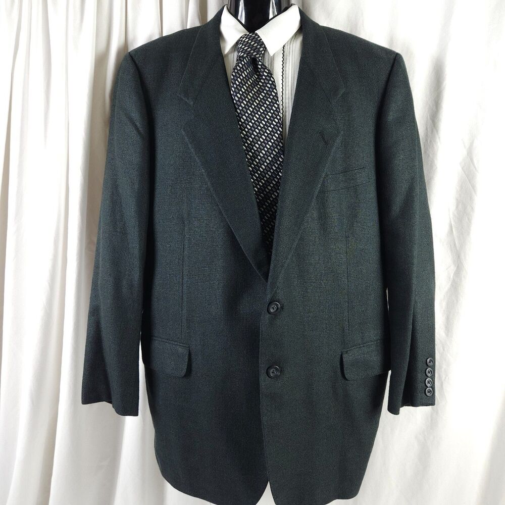 VTG Tom James Custom Men's Dark Navy Blue Sports Coat Blazer‎ Mens 44L